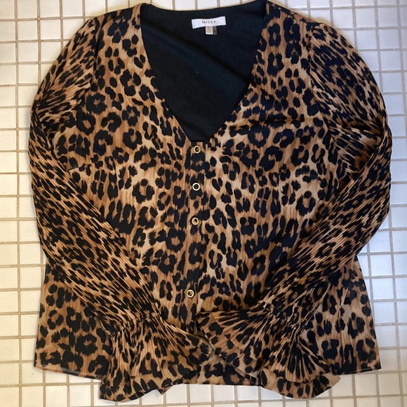 MILLY leopard print blouse size large - Picture 5 of 11